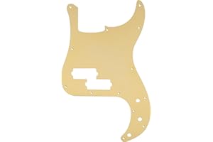Musiclily Ultra 13 Holes Anodized Aluminum P-Bass Pickguard for American Fender Standard Precision Bass, Gold