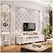 QIHANG European Modern Simple 3D Non-Woven Imitation Deerskin Wallpaper Living Room TV Background Diamond Lattice Pattern Wall Paper Roll 1.73'(0.53m)*32.8'(10m)=57 sq.ft(5.3m2) (Light Purple Gray)