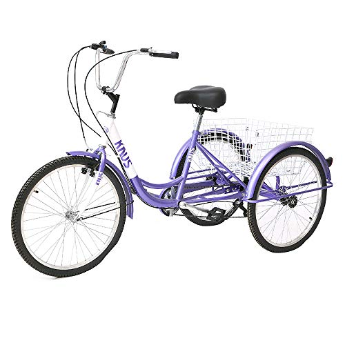 KUNS Adult Tricycle Trikes 7 Speed 3-Wheel Bikes,24 Inch Wheels Cruiser Bicycles with Large Shopping Basket