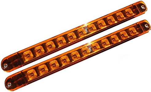 +++ Bright Pair Amber 17" LED Truck Trailer Turn Tail Parking Signal Clearance Marker Identification Light Bar w Chrome Reflector (WATERPROOF)