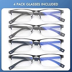 4 Pack Blue Light Blocking Reading Glasses for