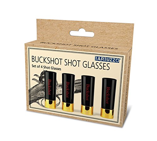 Barbuzzo Buckshot Shot Glasses - Set of 4 - 12-Gauge Shotgun Shell Shaped Shots