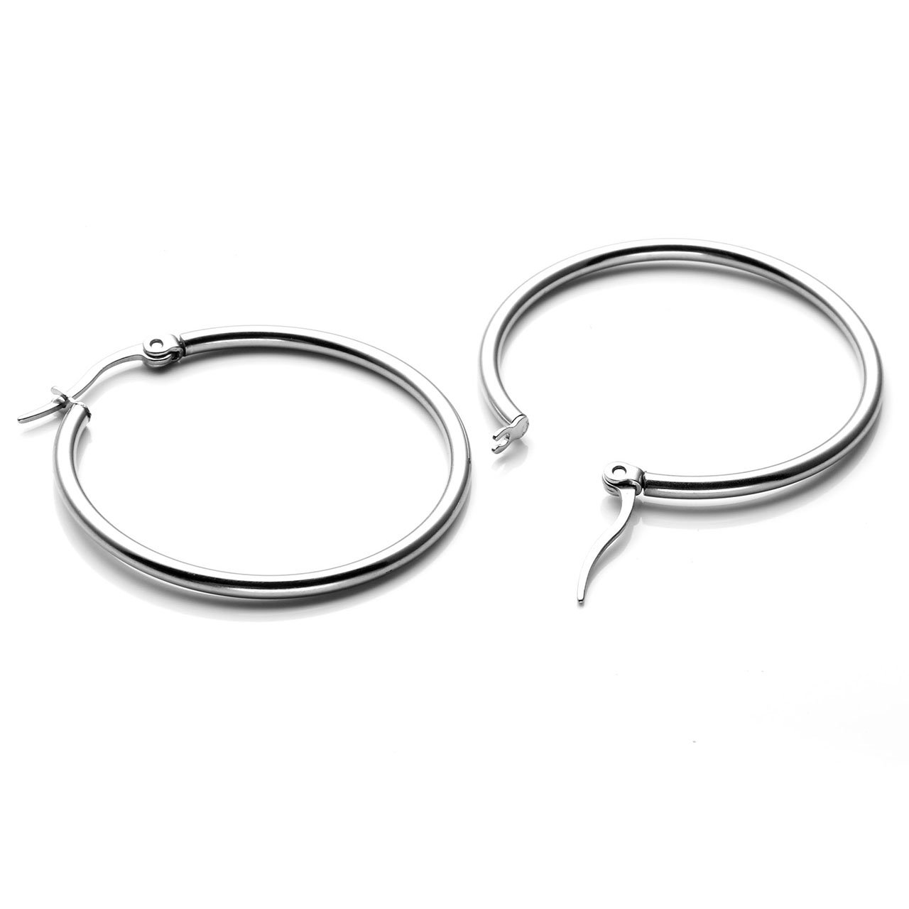 PiercingJ 8pcs Mixed Women\'s Stainless Steel Silver Golden Rose Gold Small Round Hoop Earrings