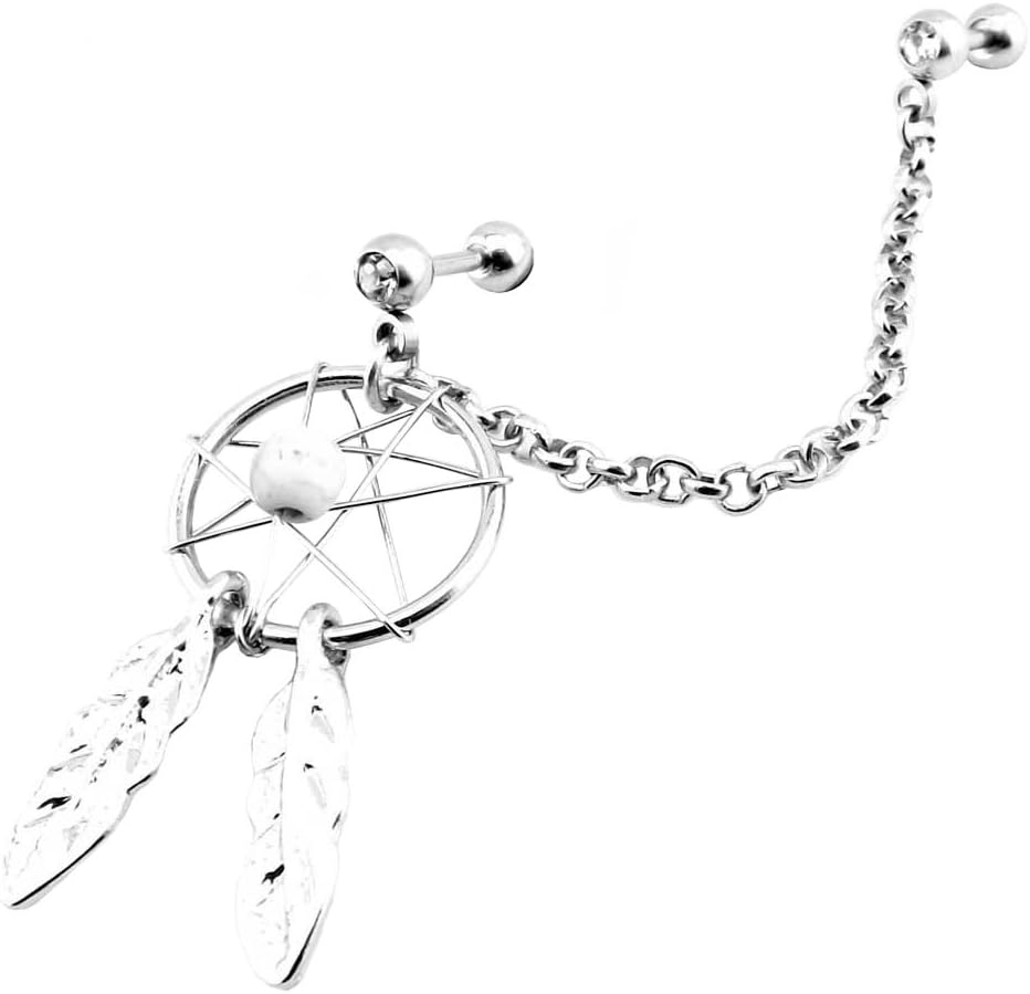 Gemini body jewellery Clear Crystal Gem Dream Catcher Lobe to Upper Ear Cartilage | Helix | Tragus Chain Earring