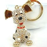 ZJKJ Crystal Dog Keychain Rhinestone Purse Bag Charm Pendant Keyring Gift for Girl Woman Lady