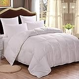 HOMFY Premium Cotton Comforter King,Quilted Comforter with Corner Tabs, Hypoallergenic, Soft and Breathable (White, King)