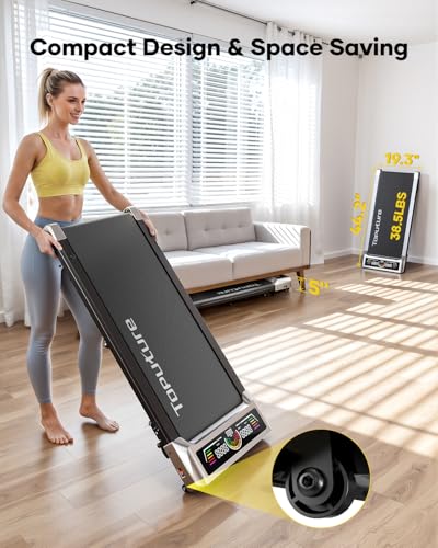 TOPUTURE Walking Pad with Incline, 2 in 1 Treadmills for Home & Office, Under Desk Treadmill, 2.5HP Portable Compact Treadmill with Remote Control, APP & LED Display, Installation-Free