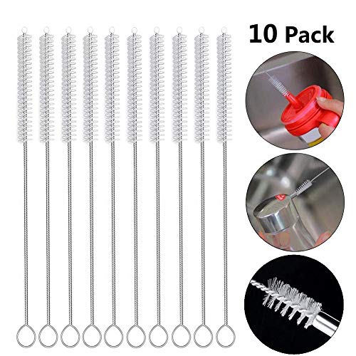 Drinking Straw Cleaning Brushes Set, 9.45 Inches Pipe Tube Cleaner Nylon Bristles Stainless Steel Handle - Set of 10 - Thumbnail 6