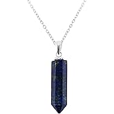 NJCRAFT Pencil Pendant Necklace for Women |Natural Healing Crystal Hexagonal Point Reiki Chakra Pendant 15-25 Carat | 8–14 mm Stone | Silver Plated Chain 16+2 Inch Adjustable