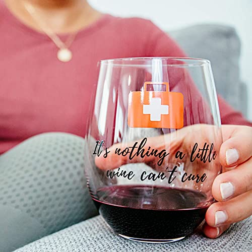 Nurse Wine Glass, Cute Wine Glasses, Funny Wine Glasses for Women or Men, Fun Stemless Wine Glass, Unique Wine Glasses, Cute Drinking Glasses, Best Friends Wine Glass with Sayings, Wine Gift