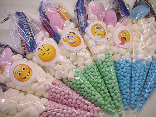 20 x Emoji Themed Pre Filled Sweet Cones Birthday Party Bags