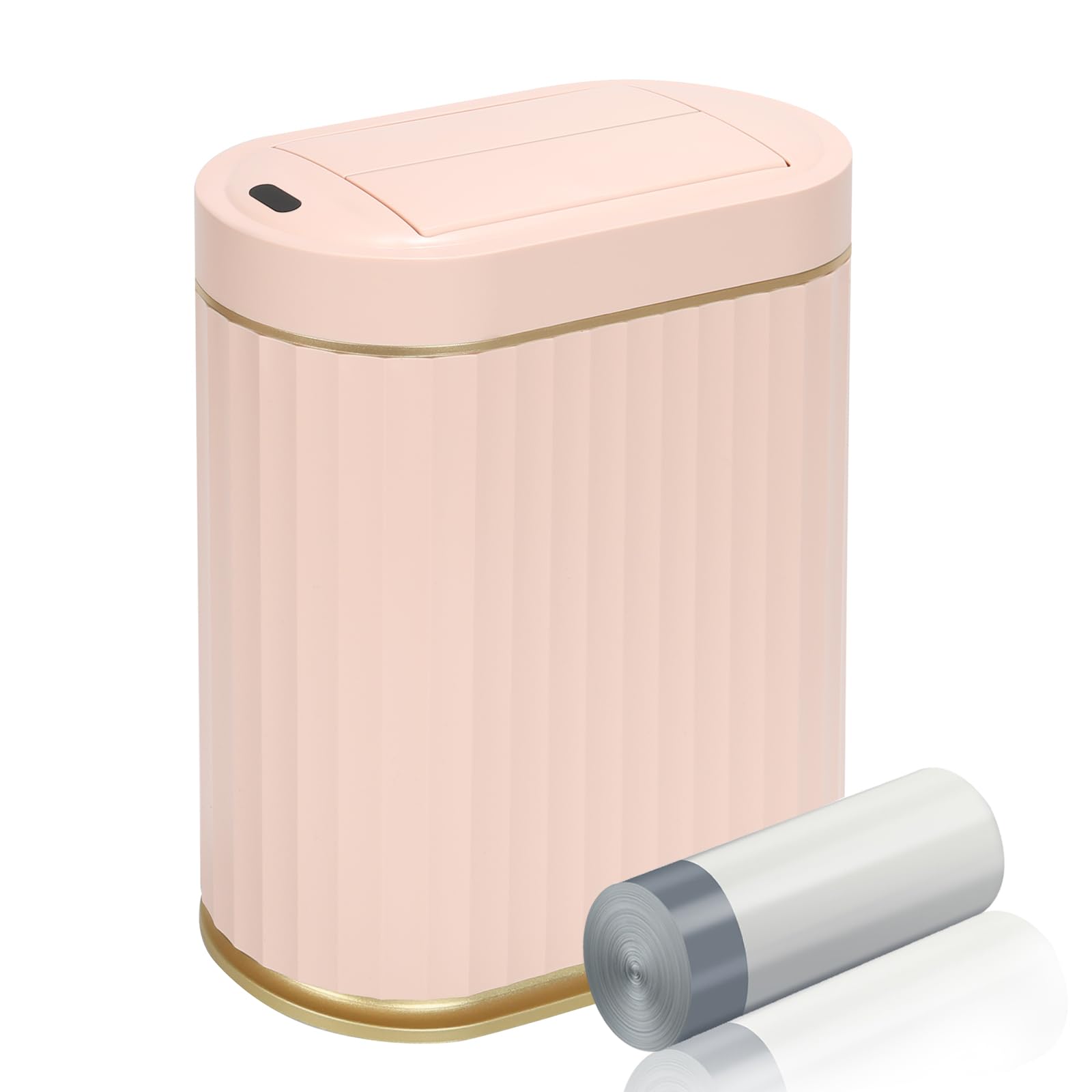 Photo 1 of ELPHECO Bathroom Trash Can with Lid Butterfly, Motion Sensor Trash Can Bathroom Decor Automatic Garbage Can Wastebasket Bathroom Accessories, Kitchen, Living Room, Office, Pink Gold