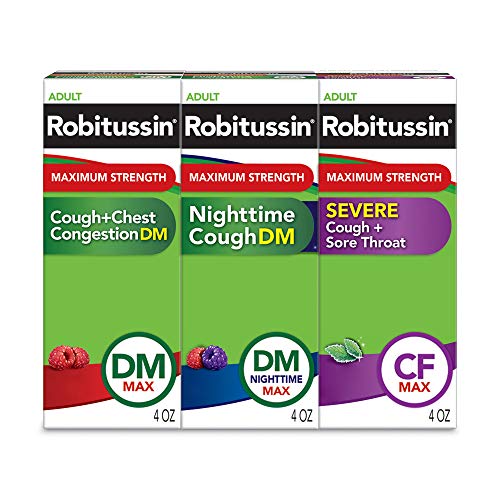 Robitussin Adult Maximum Strength Cough, Chest Congestion & Sore Throat Wellness Pack, Cough