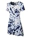 LL WT1066 Womens Scoop Neck Short Sleeve All Over Tie Dye Trapeze Tunic Top XL WHITE_NAVY