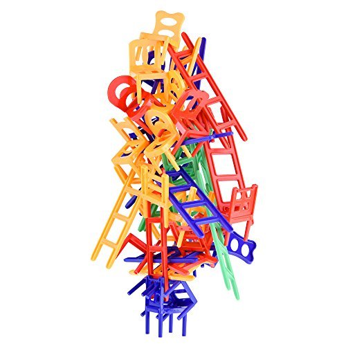 WEofferwhatYOUwant Family Stacking Chairs & Ladders – 44‑Piece Balance Challenge for Kids & Adults • Skill‑Building Dexterity Toy • Team or Solo Play • Travel‑Friendly Fun for Parties & Game Nights