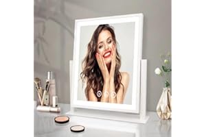 JENTGO Vanity Mirror with Lights, Hollywood Vanity Mirror with Lights, LED Strip Lighted Smart Touch Control 3 Color Lighting Modes for Bedroom, 360°Rotation (16 inch, White)