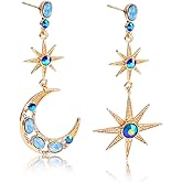 Crescent Moon Dangle Earrings for Women, Women’s Cute Sun Moon Star Bohemian Drop Earrings Jewelry