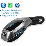 NUTK Car Kit MP3 Player Wireless Bluetooth FM Transmitter Radio Adapter Car Charger with USB SD Card Reader and Calling Remote Control for Ipad, Ipod, Smart phones