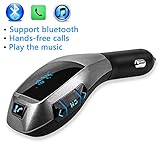NUTK Car Kit MP3 Player Wireless Bluetooth FM Transmitter Radio Adapter Car Charger with USB SD Card Reader and Calling Remote Control for Ipad, Ipod, Smart phones