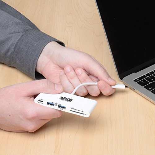 Tripp Lite 2-Port USB-C to USB-A (2x) Portable Hub, Micro SD & SD/MMC Reader & USB-C PD Charging Port, USB 3.1 Gen 1 Type-C (U460-002-2AM-C)