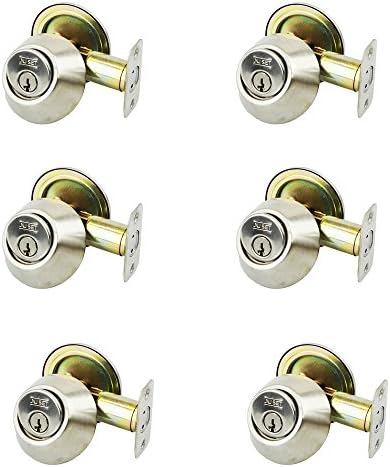 NU-SET Keyed Alike Single Cylinder Deadbolt, Satin Chrome Finish, 6- Pack (70026D)