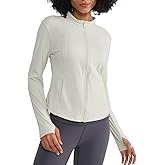 ALONG FIT Full Zip Workout Jacket for Women with Pockets - Yoga Jacket with Thumb Holes Slim Fit Athletic Jacket