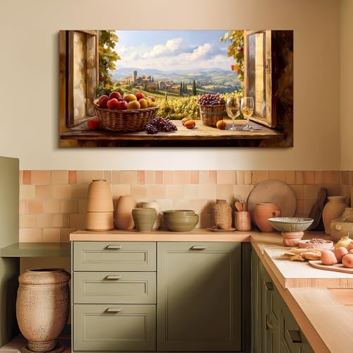 MHARTK66 Artistic Mountain Landscapes Pictures Modern Decoration 75x150cm | Window view, HD crisp, hand-stretched canvas, metal hooks, easy to clean and hang, suitable for various spaces.