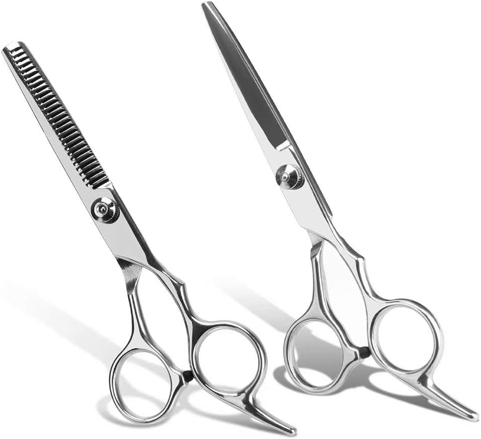 Hair Thinning Scissors Cutting Shears Set ULG Professional Barber Hairdressing Teeth Shear Texturing Salon Razor Edge Scissor Stainless Steel with Adjustable Tension Screw 6.5 inch