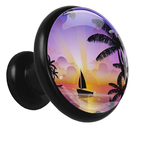 Schrankknöpfe und zieht Sunset Boat Coconut Tree Bücherregal Knöpfe