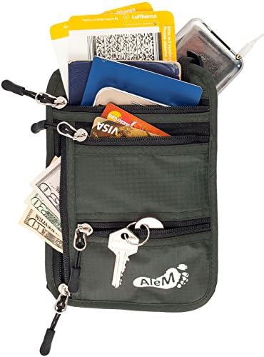 Travel Neck Wallet &amp; Passport Holder - Hidden Anti Theft RFID Blocking Pouch