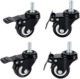 Onerbuy 4pk Heavy Duty Swivel Caster Wheels 1.5 Inch M8 Stem Dual Lock Brake view 9