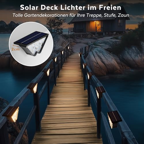 Solar Lights for Outdoor Garden Stair Light 800 mAh Stair Lighting Outdoor Solar Floor Lights Outdoor for Courtyards Decoration Patio Fence Pathway Steps LED Path Lights IP65 18 LED Pack of 6