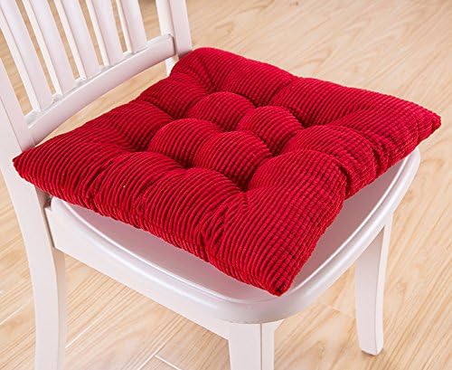 Winter Soft Thicken Plush Cushions Kitchen Stool Chair Pad with Ties (Small, Red)