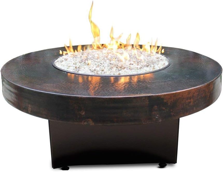 Hammered Copper 42 Round Oriflamme Fire Table Gas Fire Pit Table