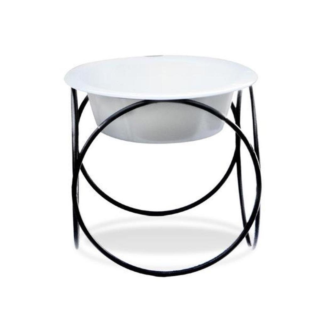Platinum Pets Olympic Single Diner Feeder with Stainless Steel Dog Bowl, Small, Pearl White