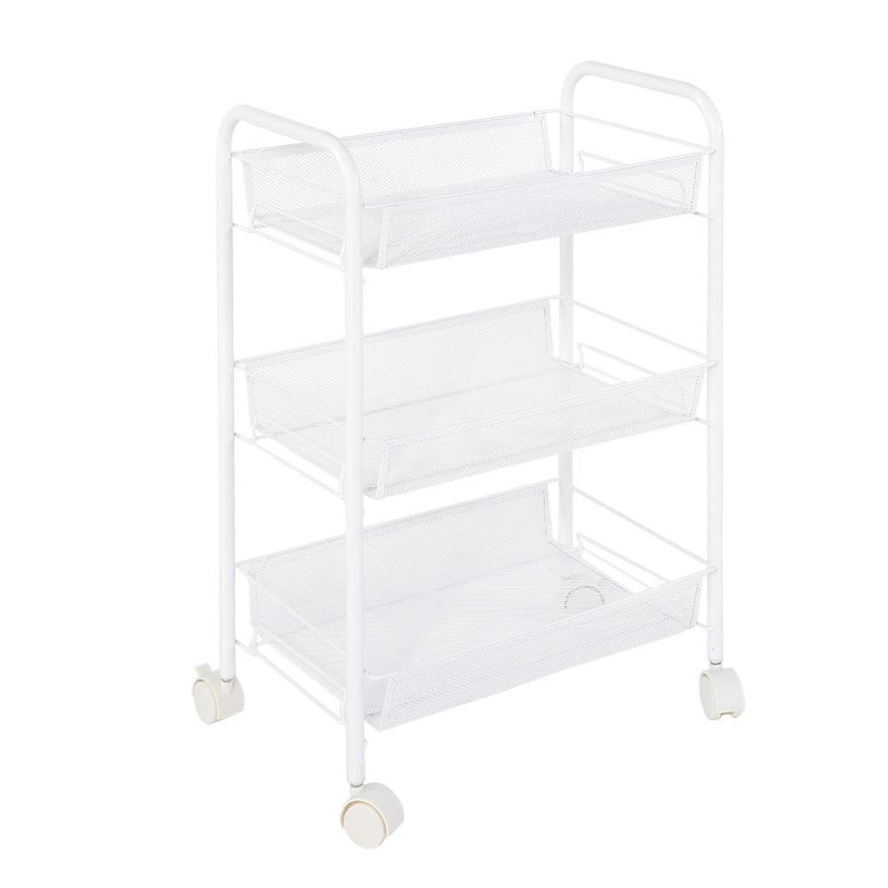 Storage Trolley Cart, 3 Tiers Removable Metal Rolling Wheel Storage Rack Trolley for Hair Salons Beauty Salons