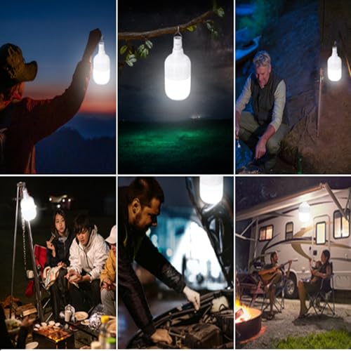 LETOUR Camping Lamp, 2 Pack 5000 Lumens 60W USB Rechargeable 5 Lighting Modes for Family Gatherings, Outdoor Events, Birthday Parties, Camping