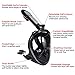 qwer Full Face Snorkel Mask,New Foldable Snorkeling Mask with Detachable Camera Mount Pivot Arm and Earplug, 180° Large View Easy Breath Dry Top Set Anti-Fog for Adults Youth (Pure Black, S/M)