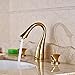 Senlesen 3 Holes Two Handles Widespread Bathroom Sink Mixer Tap Faucet Gold Finish