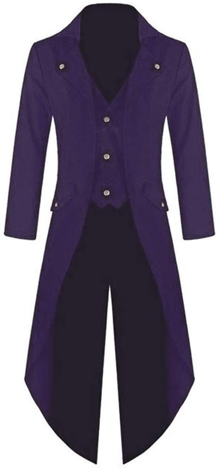 Men's Steampunk Vintage Tailcoat Jacket Gothic Victorian Frock Black Steampunk Buttons Coat Uniform Costume