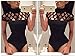 Angashion Women Sexy Sheer Caged Short Sleeve Bodysuit Jumpsuit Clubwear Tops,Black,US 2/Tag S