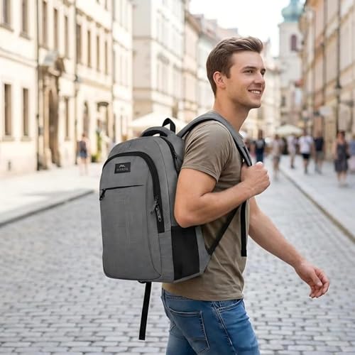 MATEIN 15.6 Inch Laptop Rucksack Multifunction Notebook Bag for Travel, Business, Work, Daypack with USB Charging Port, Gift for Men, Women, Grey