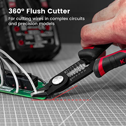 KAIWEETS Wire Cutter 5.0 inch, 2 in-1 Side Cutter for 10-20 AWG Stranded, Invisible Spring, Ergonomic Anti-Slip Handle, Suits for Electrical Repair, Appliance, DIY, Home Appliance, Safe Lock