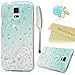 Mavis's Diary S5 Case,Samsung Galaxy S5 G900 Case 3D Handmade Bling Crystal Shiny Rhinestone Diamonds Special Hollow Floral Gradient Pattern Hard PC Cover Clear Case with Flower Dust Plug & Stylus