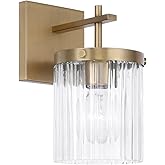 Capital Lighting 656211AD-555 Vaughn Beveled Fluted Glass Wall Sconce, 1-Light 100 Watt, 10" H x 6" W, Aged Brass