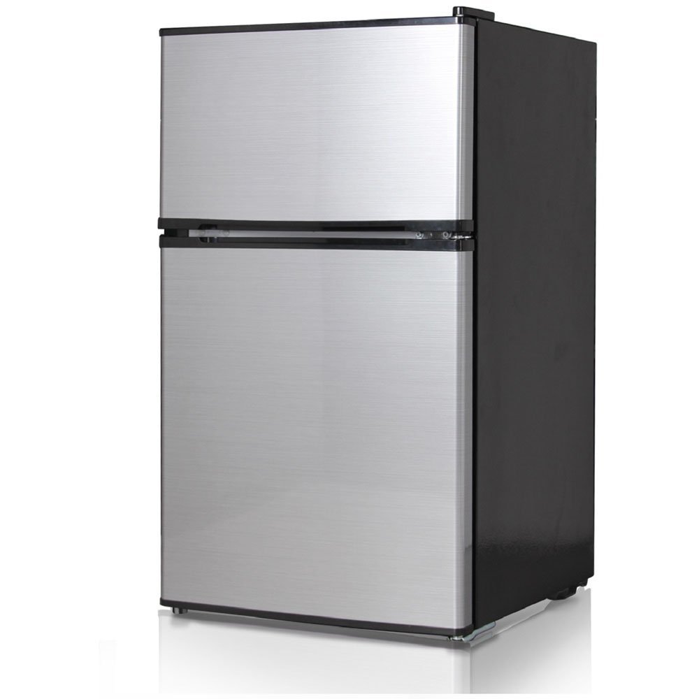 Mini Refrigerator Compact Small Fridge Freezer 3 Cu Ft Stainless Steel