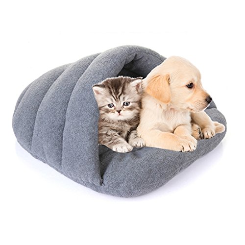 Idepet Cat Pet Bed Fleece Cave Indoor Cushion Mat Dog Bed House Cuddle Pad For Small Dogs & Cats Sleep (XS)