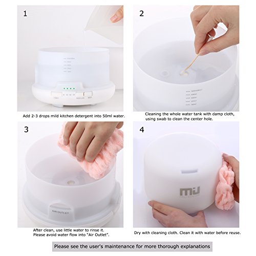 MIU COLOR 500ml Aromatherapy Essential Oils Diffuser, 7 Color Changing