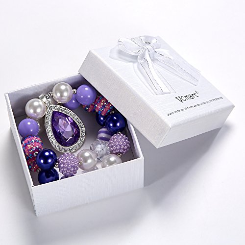 Vcmart Amulet Teardrop Amethyst Necklace Chunky Bubblegum For Kids Toddler Dress Up (A)