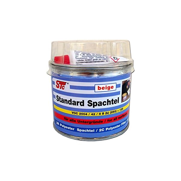 STC 2K kfz Spachtelmasse 250 g Auto Standard Spachtel beige Karosserie Polyester Füllspachtel Dose inkl. Härter… – Bild 3